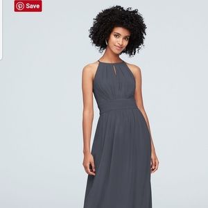 NEVER WORN gray, long bridesmaid's dress